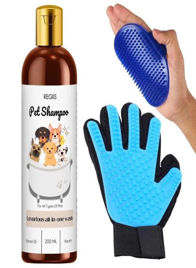 Regiis Pet Shampoo Set with Grooming Glove, All-in-One Wash with Keratin and Kernal Oil, 200 ml(Pack of 3) - Image 1